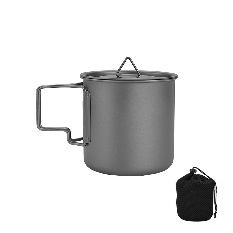 Camping Cooking Cup - Titanium Camping Mug with Folding Handle