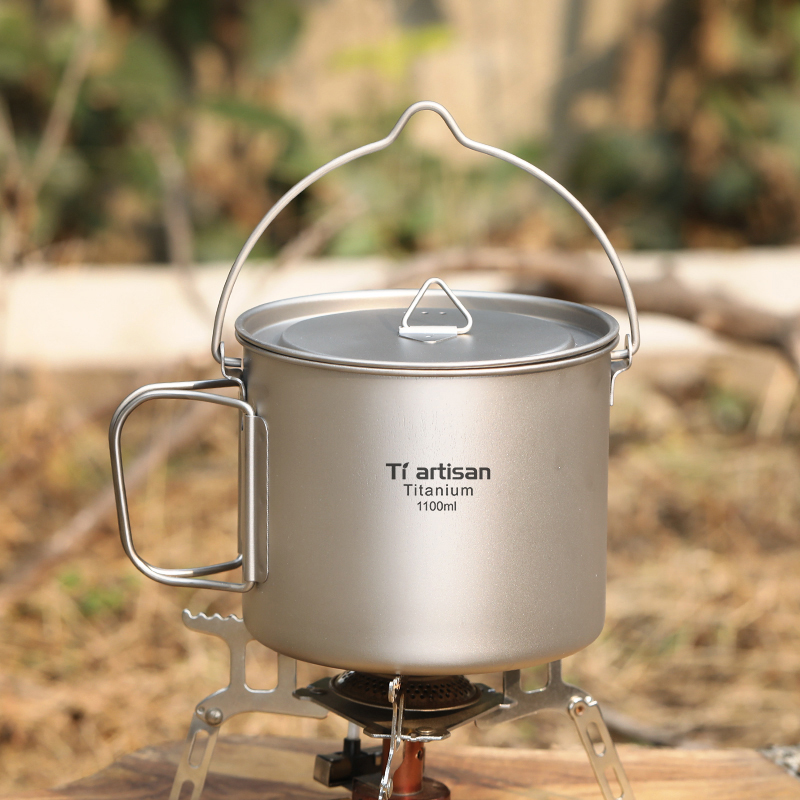 Camping Cooking Cup - Tiartisan Titanium 1.1L Camping Pot Outdoor