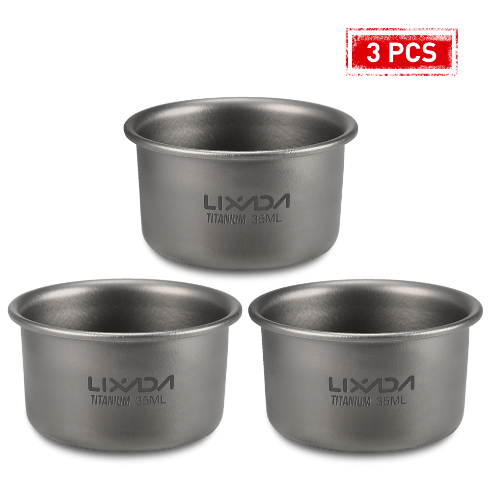 Camping Cooking Cup - 1/3pcs Lixada 35ml Mini Titanium Tea