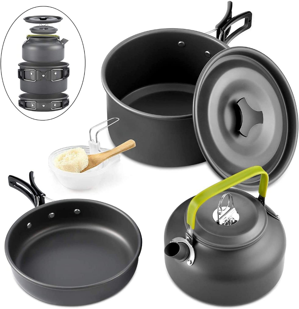 Camping Cooking Set 2 Person - Outdoor Camping Cookware Set Aluminum Non