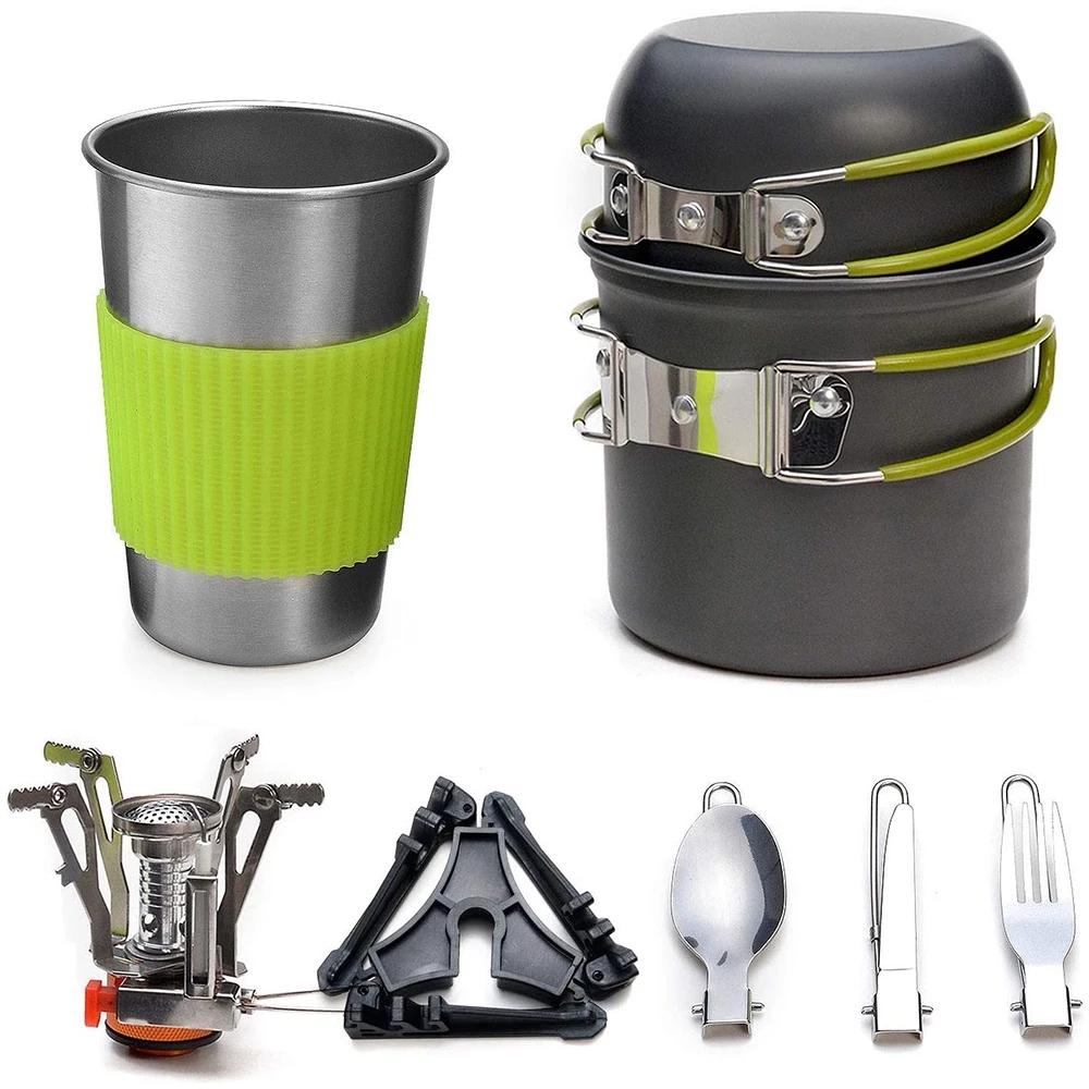 Camping Cooking Rack - Camping Cookware Kit with Stove Outdoor