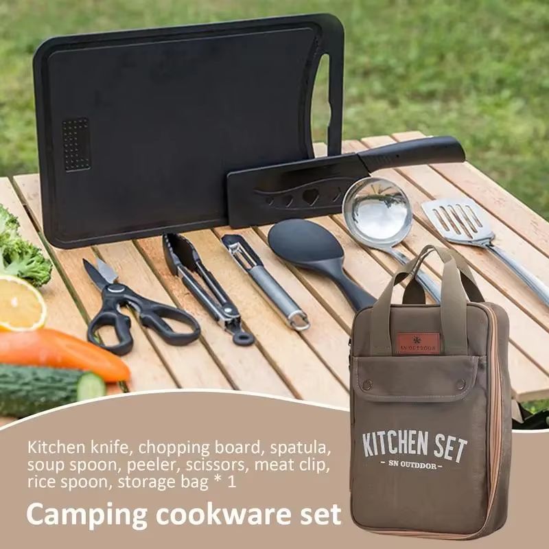 8pcs Camping Kitchen Cookware  - Camping Cooking Rack recension och pris