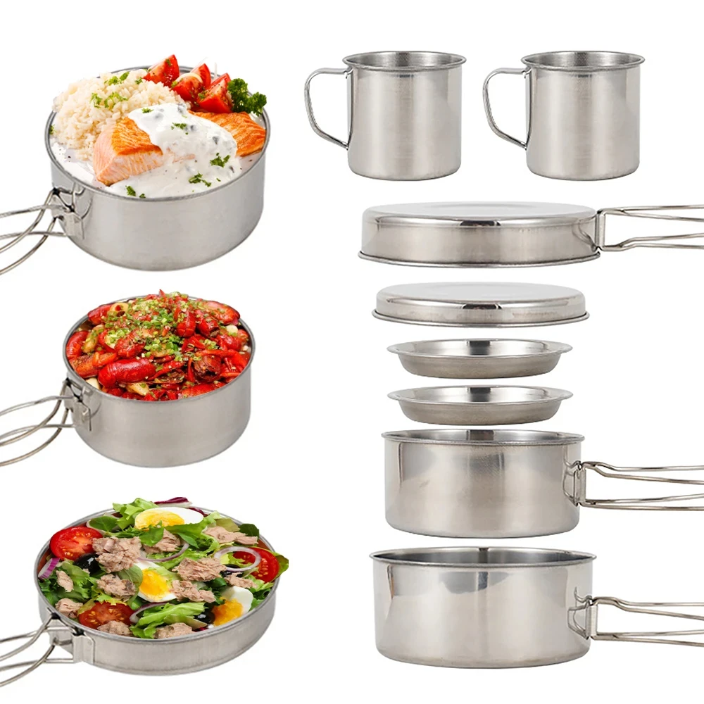 8pcs/Set Camping Cookware Mess - Camping Cooking Cup recension och pris