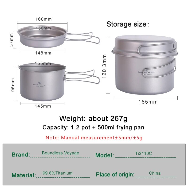 Boundless Voyage Titanium Pot  - Camping Cooking Set Compact recension och pris