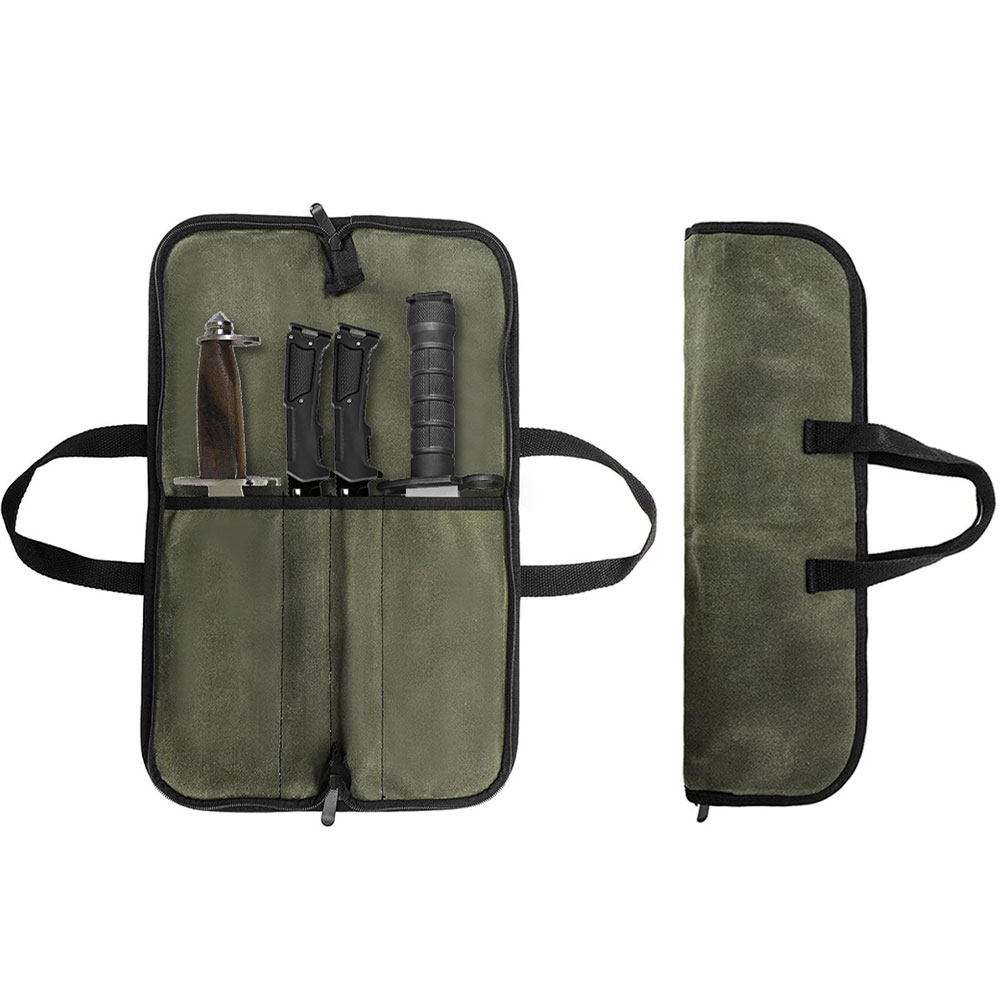 Waxed Canvas Knife Roll Bag Mu - Camping Cooking Rack recension och pris