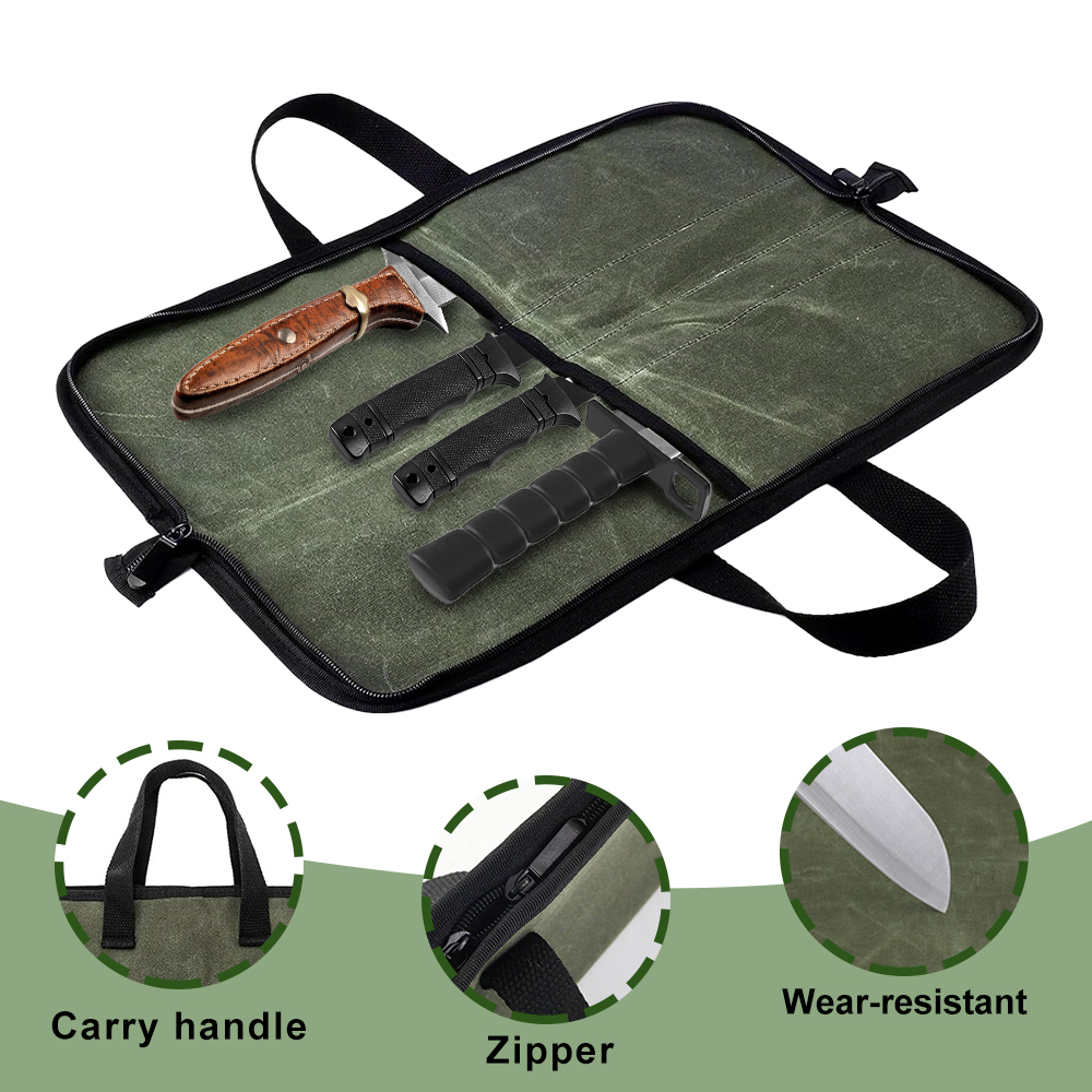 Waxed Canvas Knife Roll Bag Mu - Camping Cooking Rack recension och pris