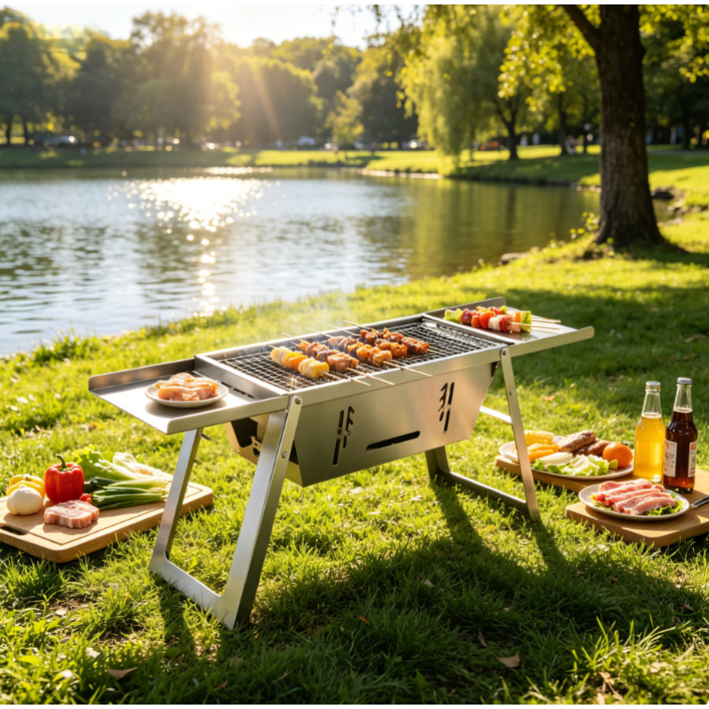 Stainless Steel Portable BBQ G - Camping Cooking Set Compact recension och pris