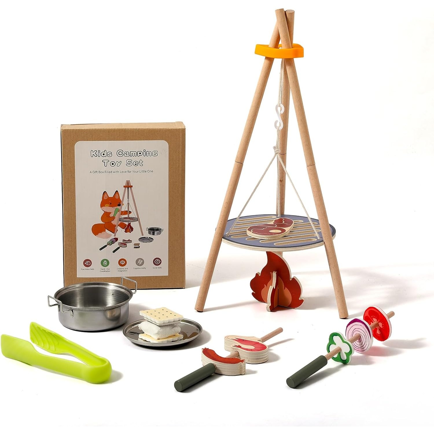 Wooden Kids Camping Toy Set Ca - Camping Cooking Kids recension och pris