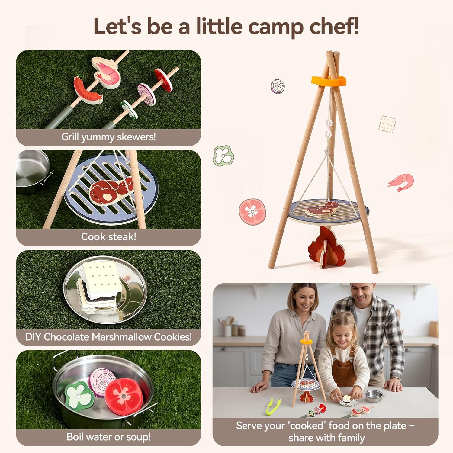 Wooden Kids Camping Toy Set Ca - Camping Cooking Kids recension och pris