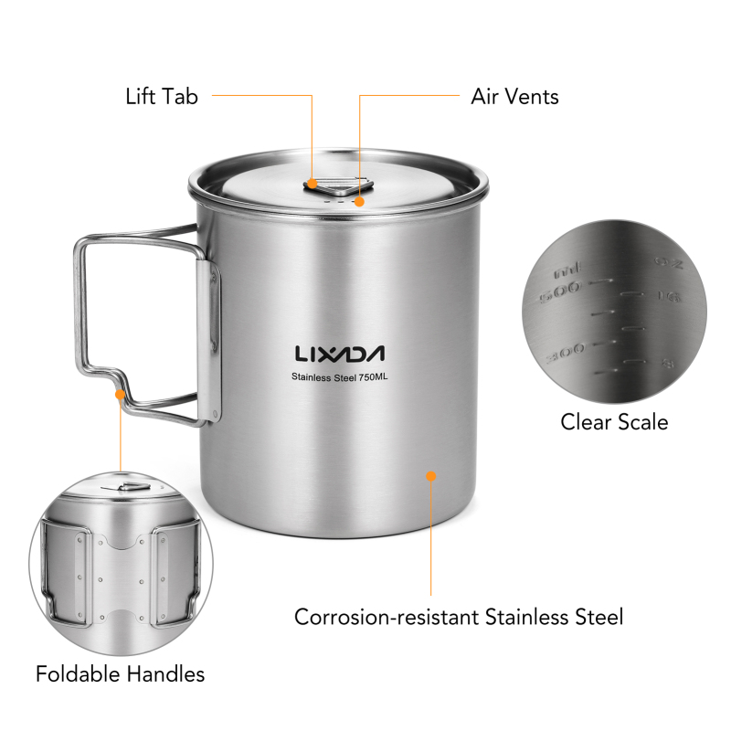 Lixada 750ml Cup Outdoor Stain - Camping Cooking Cup recension och pris