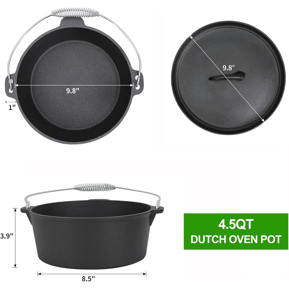 8 Piece Pre-Seasoned Dutch Ove - Vintage Camping Cooking Set recension och pris