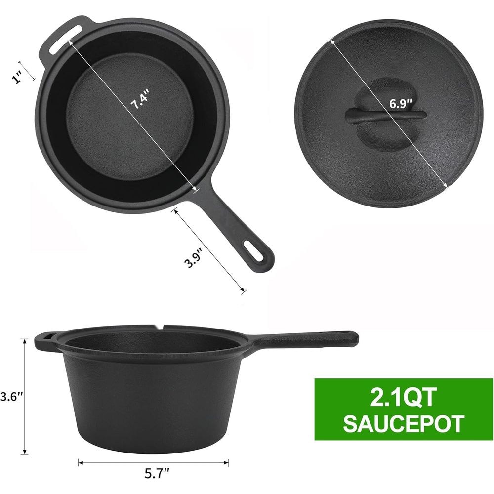 8 Piece Pre-Seasoned Dutch Ove - Vintage Camping Cooking Set recension och pris