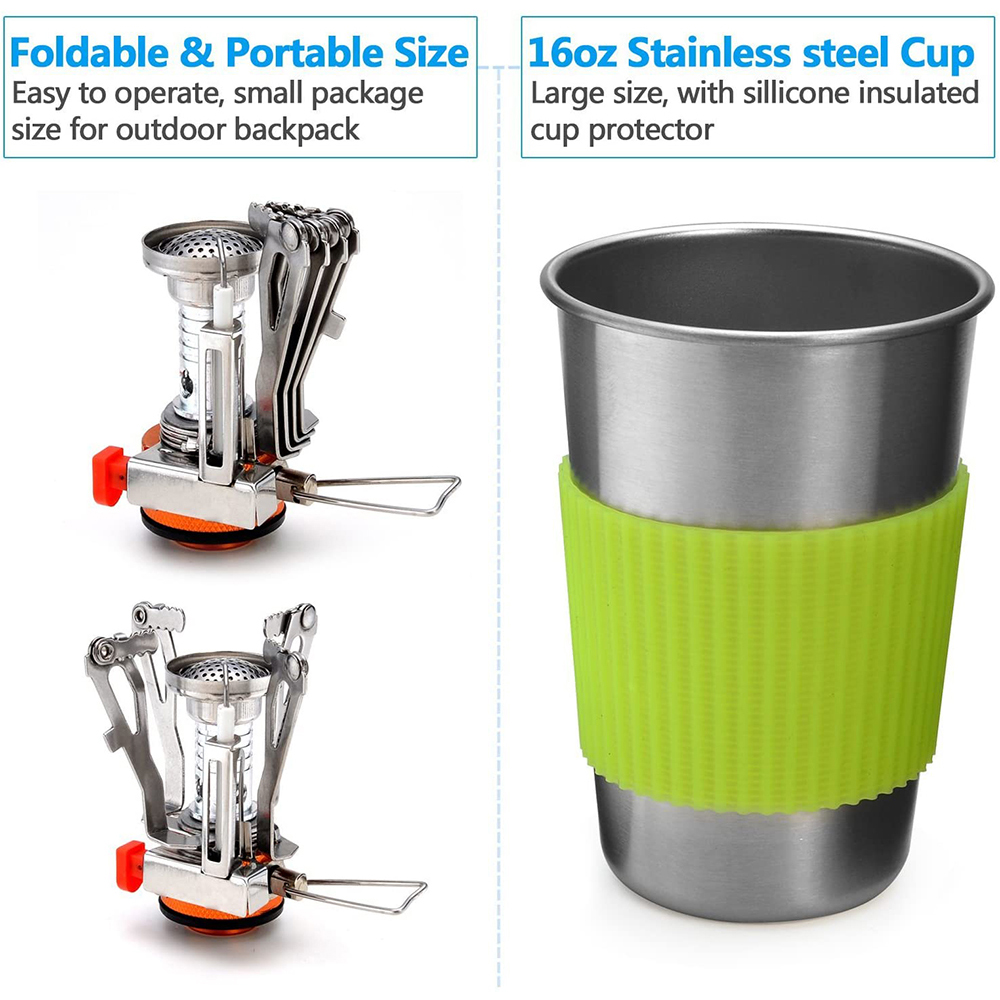 Camping Cookware Kit with Stov - Camping Cooking Rack recension och pris