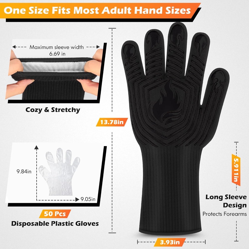 BBQ Gloves, 1472°F Heat Resist - Camping Cooking Bbq recension och pris